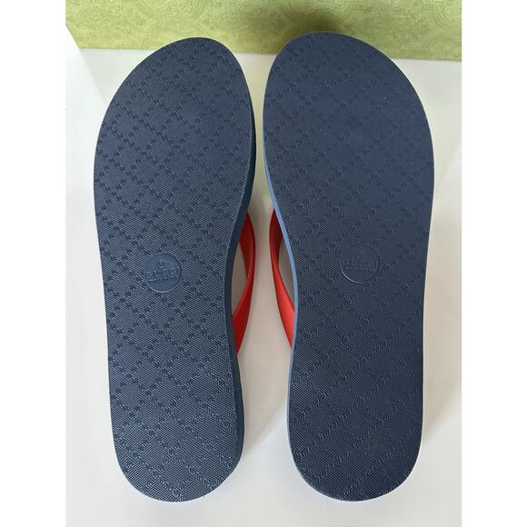 Gucci Men\'s Red/Blue Double G Thong Flip Flops 10.5 US (Gucci 10) 659229 NIB main image 5